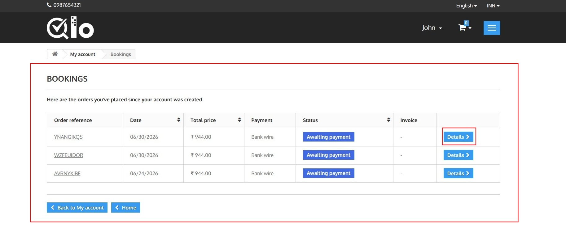 Booking History