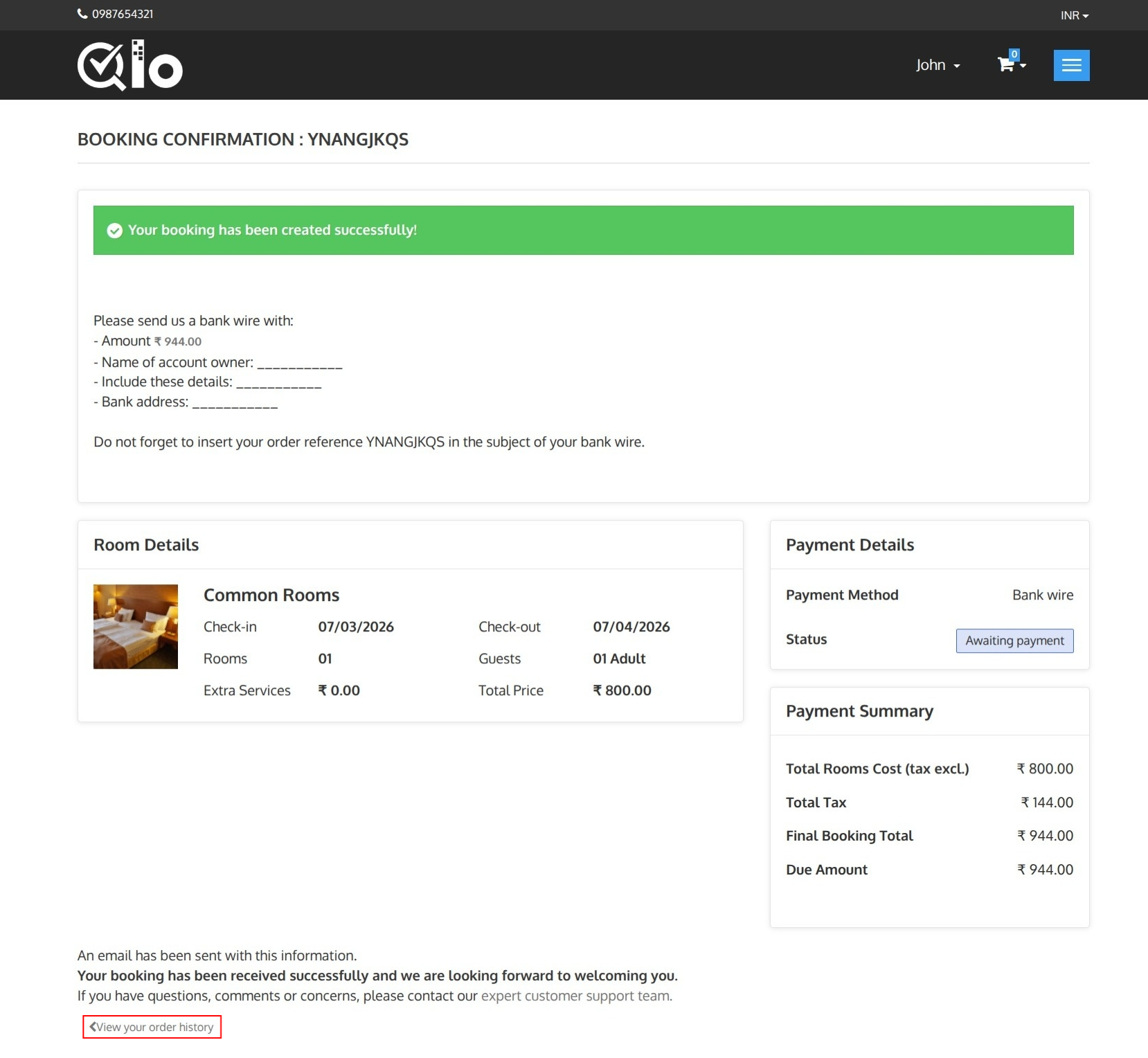 Booking Confirmation