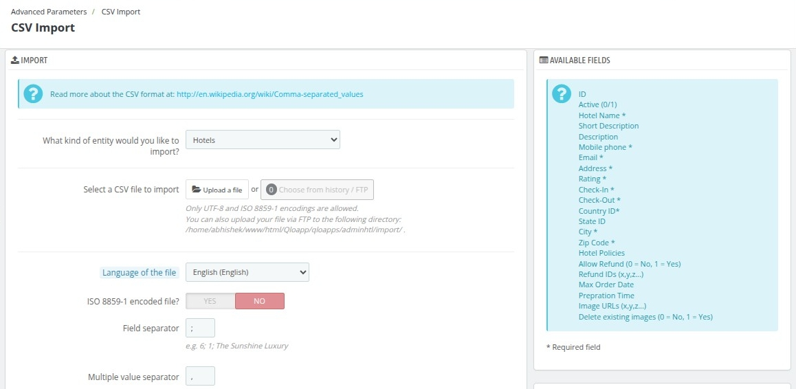 CSV import