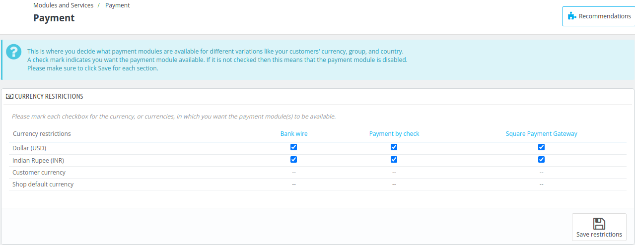 Currency restrictions!