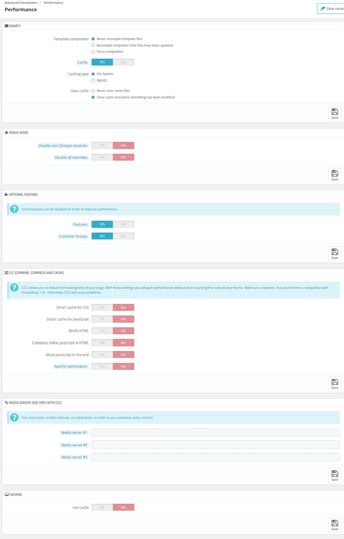 Performance settings image